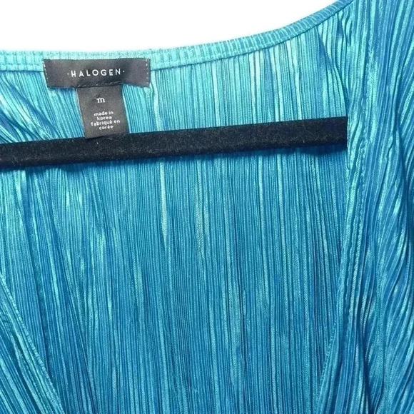 Halogen Blue Textured Wrap Blouse Polyester Size Medium - Picture 5 of 8